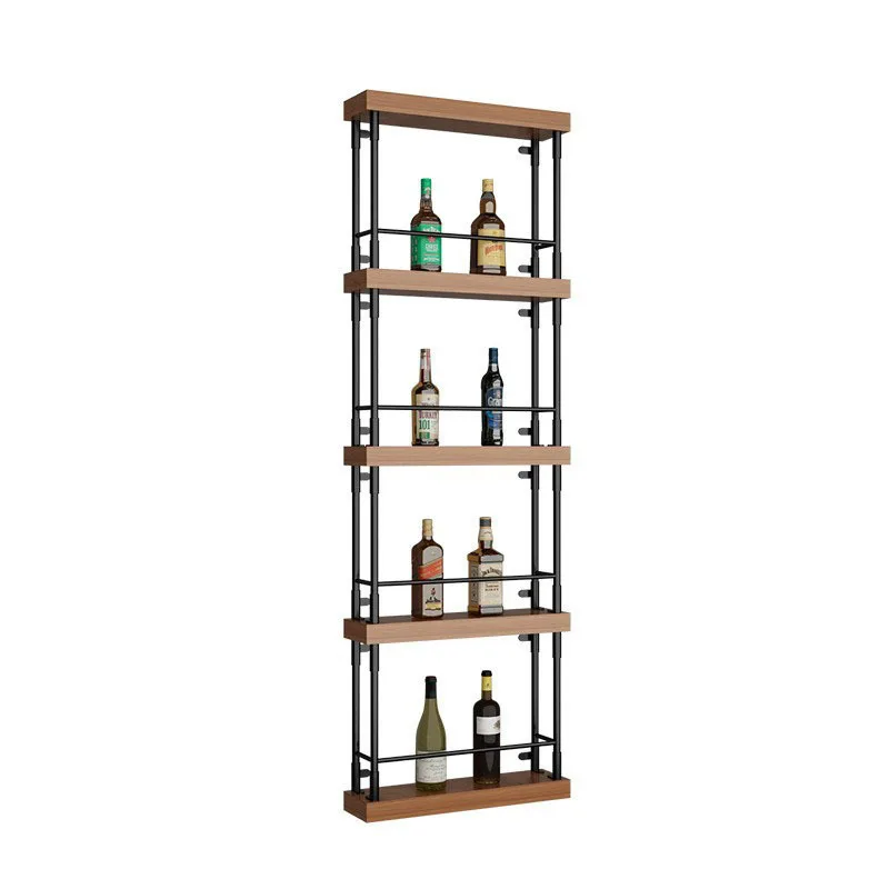 Wall mounted wine rack, forged iron partition, creative floor standing luminous wine cabinet