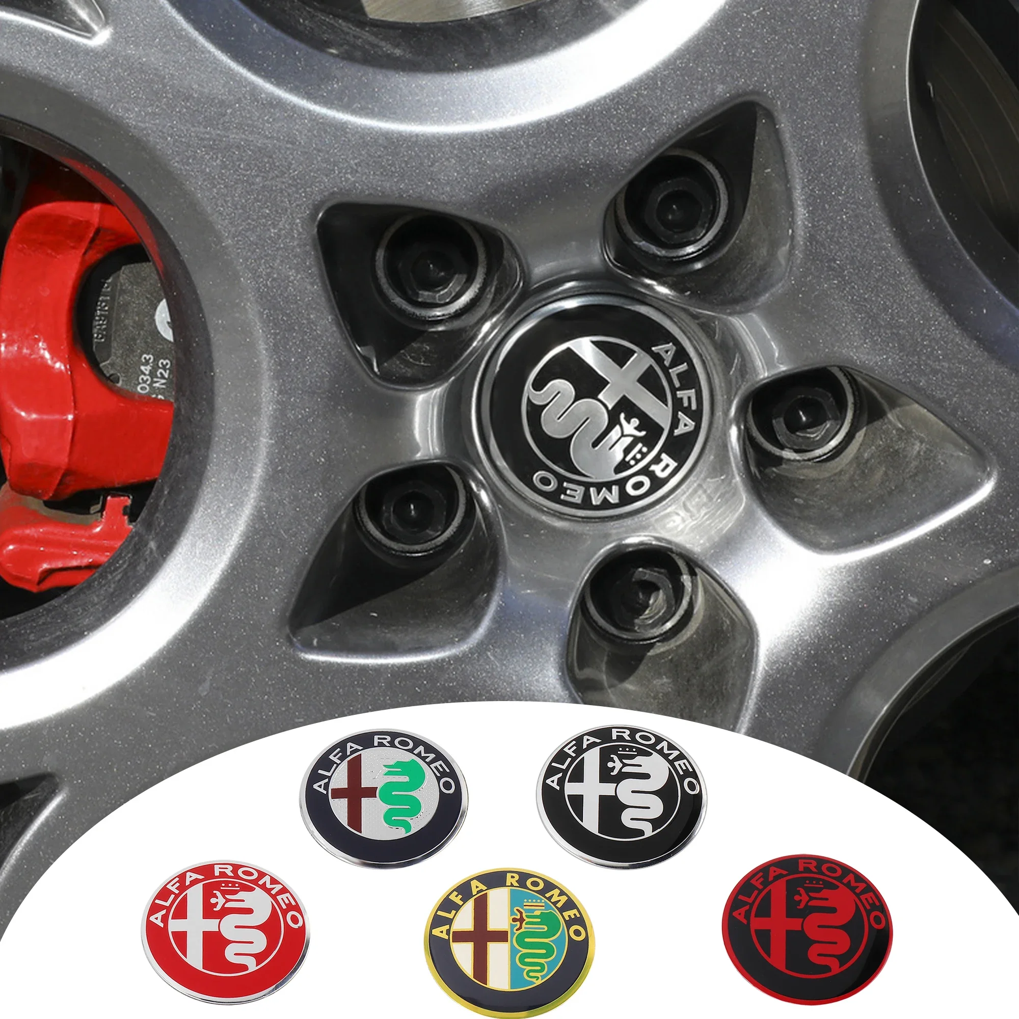 Hub Caps 4PCS 56MM Car Wheel Center Hub Caps Stickers Auto Exterior Accessories For Alfa Romeo Giulia Stelvio Giulietta 156 Mit