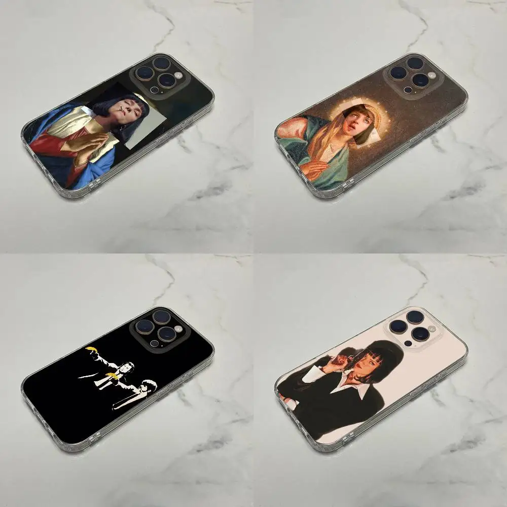 

Mia Wallace P-Pulp Funny Fiction Phone Case For iPhone 16,15,14,13,12,11 Plus,Pro,Max,XR,XS,Plus,E,SE4,Mini Transparent Shell