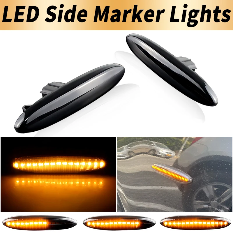 2PCS LED Side Marker Turn Signal Lights Canbus ​For Toyota Camry 06-11 Crown S18 03-08 Kluger GSU 4 07-13 Mark X 04-09 Soarer
