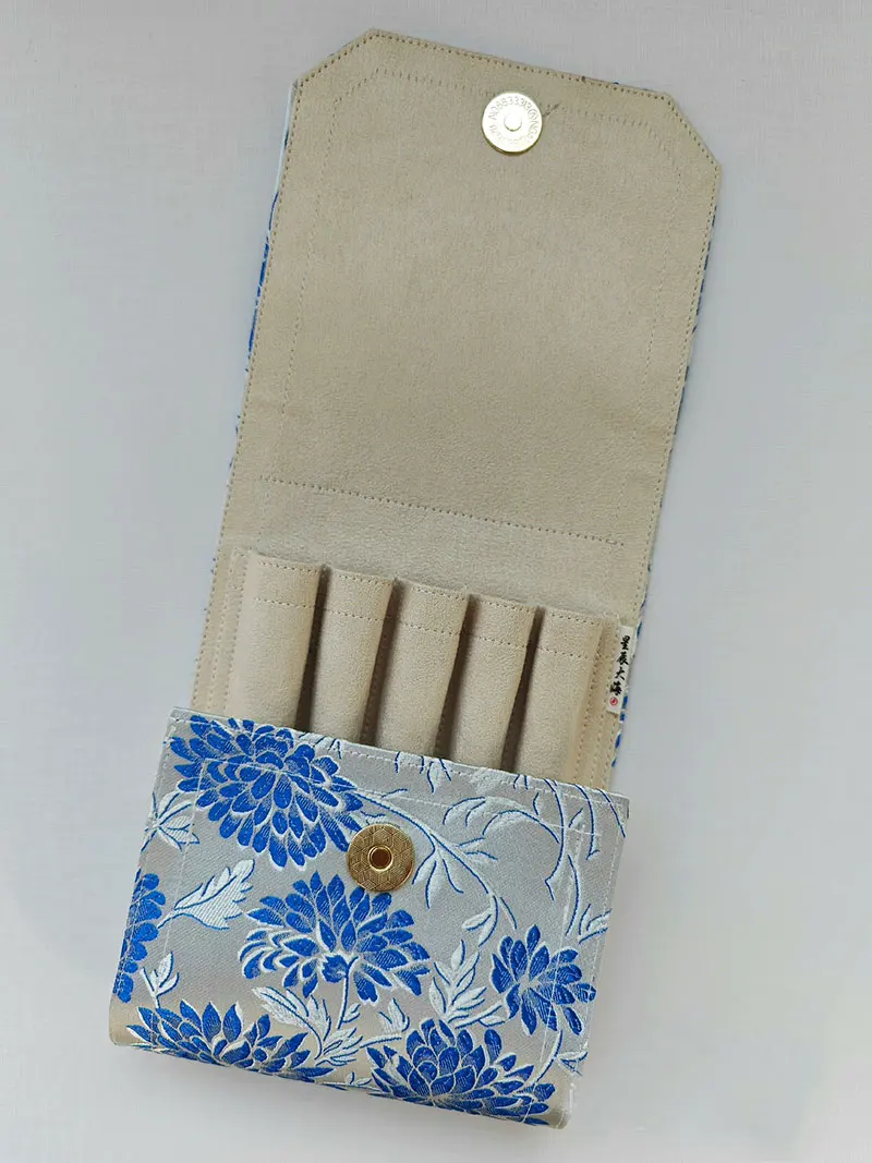 Handmade 5-Hole Fountain Pen Bag, Brocade Jacquard Fabric, Anti-Deerskin Flannelette Lining, High Quality Pencil Bag  pen Case