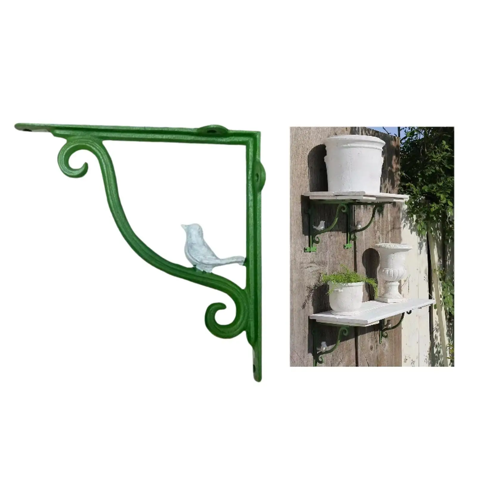 

Outdoor Garden Wall Mount Bracket Iron Shelf for Bird Feeder Potted Plants