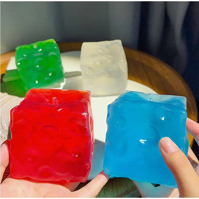 Transparenter Käse-Squishy-Stresskiller, mit Vaseline gefüllt, langsam aufsteigend, sensorisches Fidget-Soft-Dekompressions-Gadget für den Schreibtisch, 7,5 cm – Detail 7