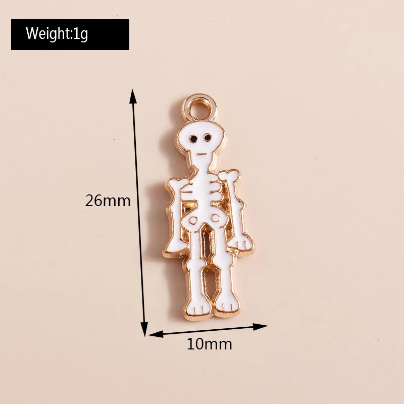 Duarte 20 Teile/los Nette Emaille Halloween Skeleton Charms Anhänger für Schmuck Machen Halsketten Ohrringe Armbänder DIY Handwerk Versorgung – Detail 1