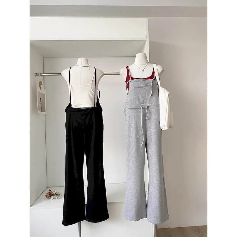 بدلة قفز متعددة الاستخدامات للنساء قطعة واحدة ملابس نسائية بنطال ذو قصة أرجل واسعة فضفاضة على الموضة الكورية بدلة لعب كلاسيكية غير رسمية