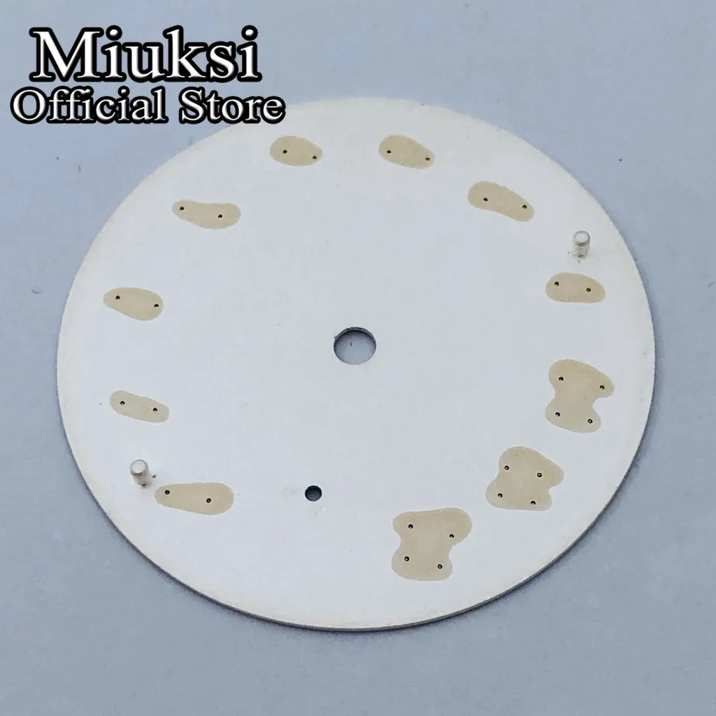 Miuksi 37mm black white blue watch dial luminous fit ETA 6498 Seagull ST3620 series movement