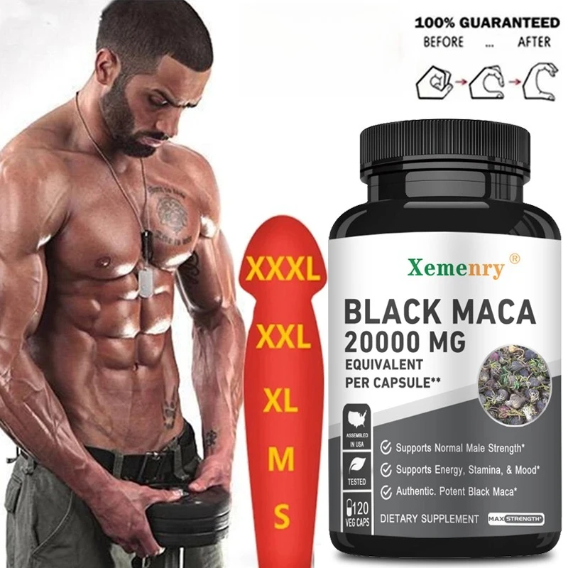 

Black Maca Extract Capsules for Men Muscle Immunity Vitality Health, Endurance, Focus Performance Supplement for Adults
