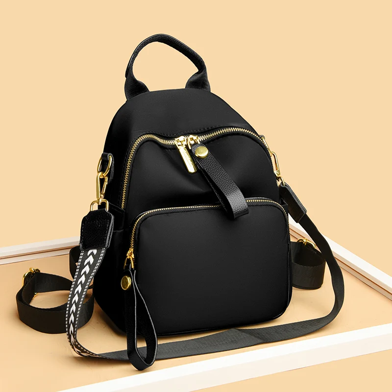 2024 Summer Women \'s Backpack PU Shoulder  Ladies Women\'s Bags School Travel Bag Fashion For Black One Shoulder Small Size