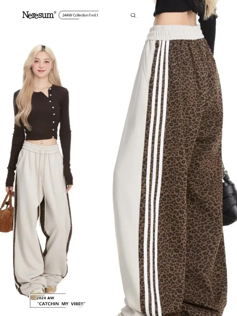 

Утепленные флисовые прямые джоггеры для женщин в американском ретро-стиле, свободные повседневные брюки в стиле хип-хоп с высокой талией и карманами, корейский стиль