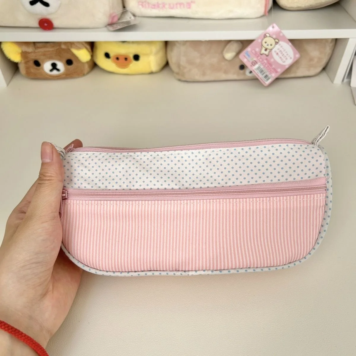 Kawaii Patchwork Cartoon Cat Print Pencil Case Double Zipper Large Capacity Stationery Storage Bag For Students