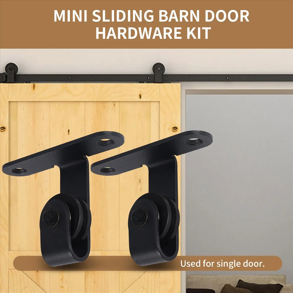 Top Sale Sliding Barn Door Hardware Kits Top Mounted Hanging Rail Hanger Track Steel Closet Door Roller Rail for Single Door-B