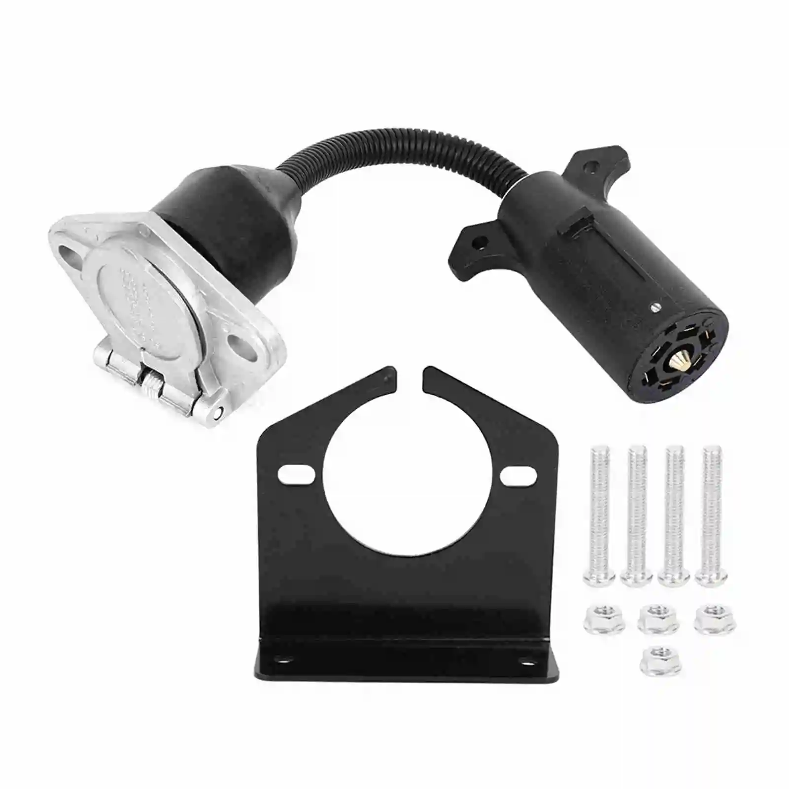 

7 Flat Blade to 7 Round Pin Adapter US Type Universal for Most RV Trailers Semi Trailers