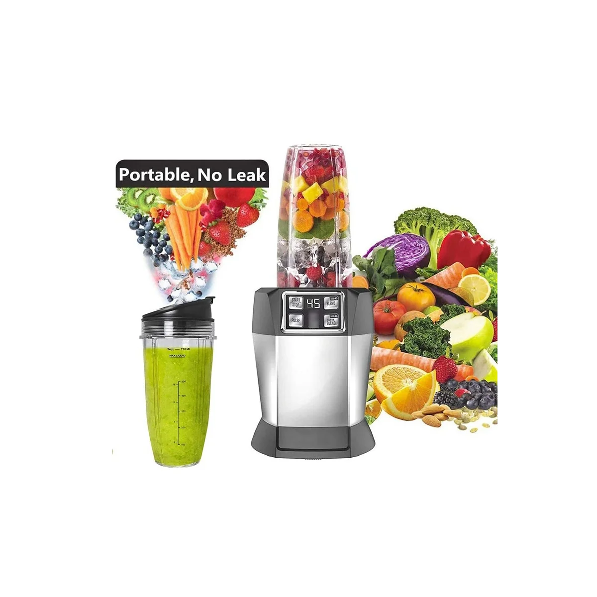 EQAZ-2 パック交換用 24 オンス カップ 注ぎ口蓋付き Nutri Ninja Auto IQ シリーズ ブレンダー BL450/BL454/BL456/BL480/BL481 用