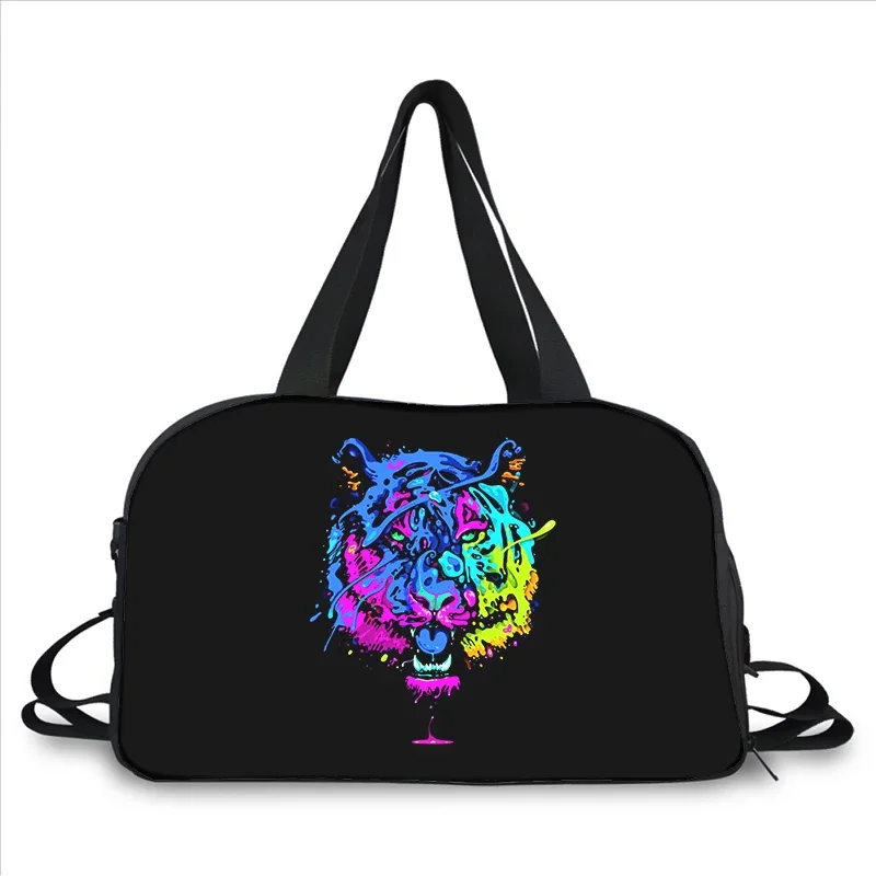 Sac messager portable de grande capacité avec impression 3D de tigre férocement, sac de voyage multifonctionnel, tendance de la mode