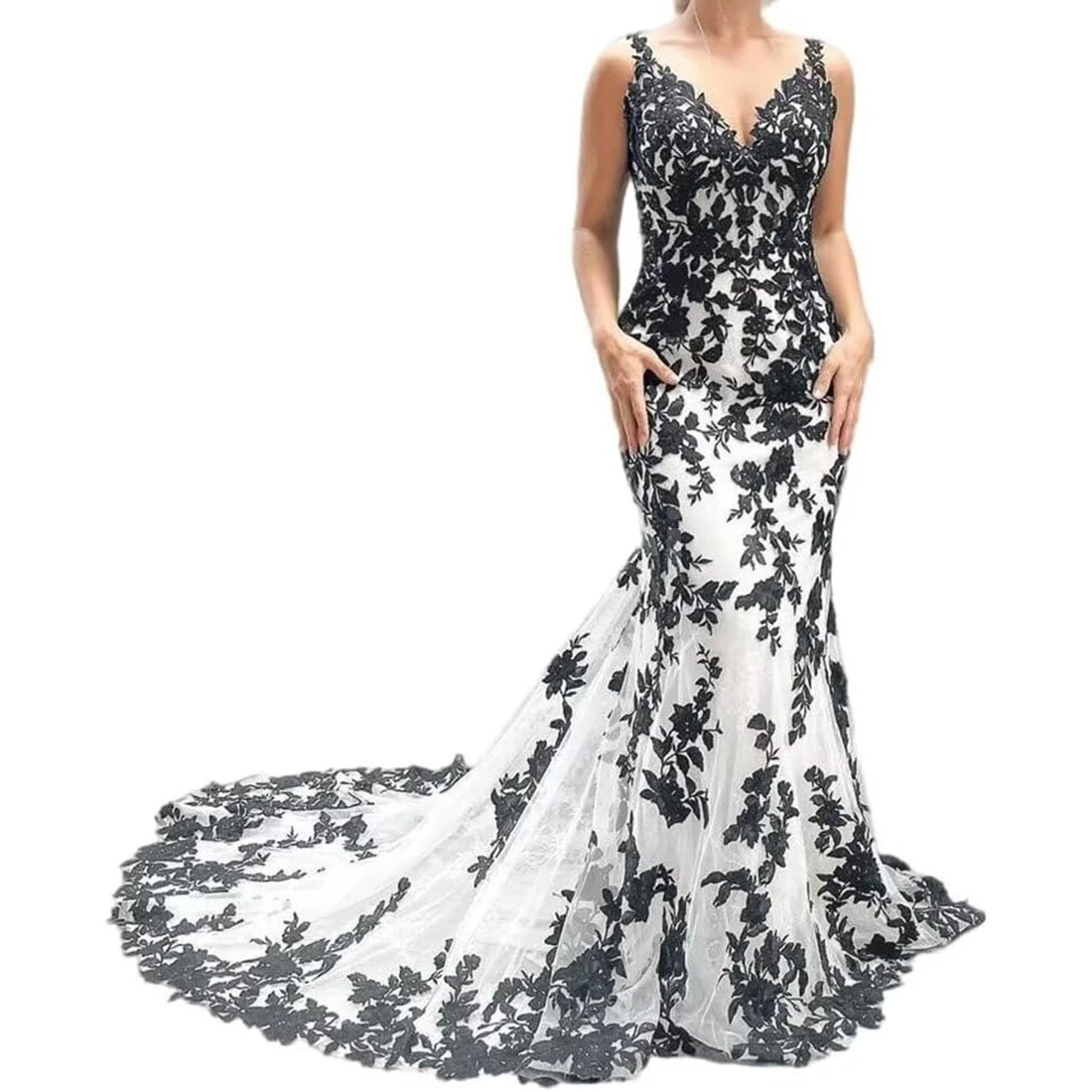 

Mermaid Lace Prom Dress Trumpet Backless Evening Dress for Women Customized