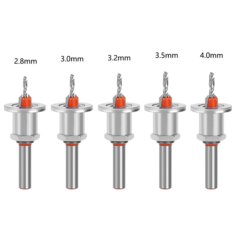 1 ชุด 8mm Shank เจาะชุด Bit สกรูไม้ Chamfer เครื่องมือเปลี่ยน 2.8/3/3.2/3.5/4 มม.ปรับ Countersink เจาะ Bits