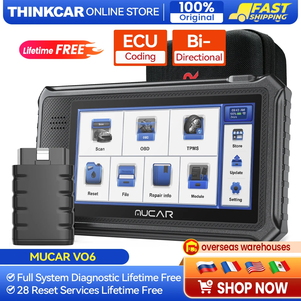 MUCAR VO6 OBD2 Professioneller Autoscanner, komplettes System, 28 Resets, ECU-Codierung, aktiver Test, lebenslanges kostenloses Update,