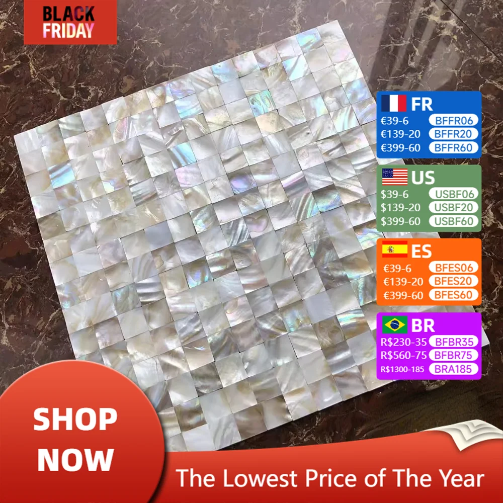 Peel and Stick Shell Mosaic Tiles Natural Mother of Pearl Self Adhesive Tiles for Kitchen Backsplash Wall Bathroom Decor 1 Sheet