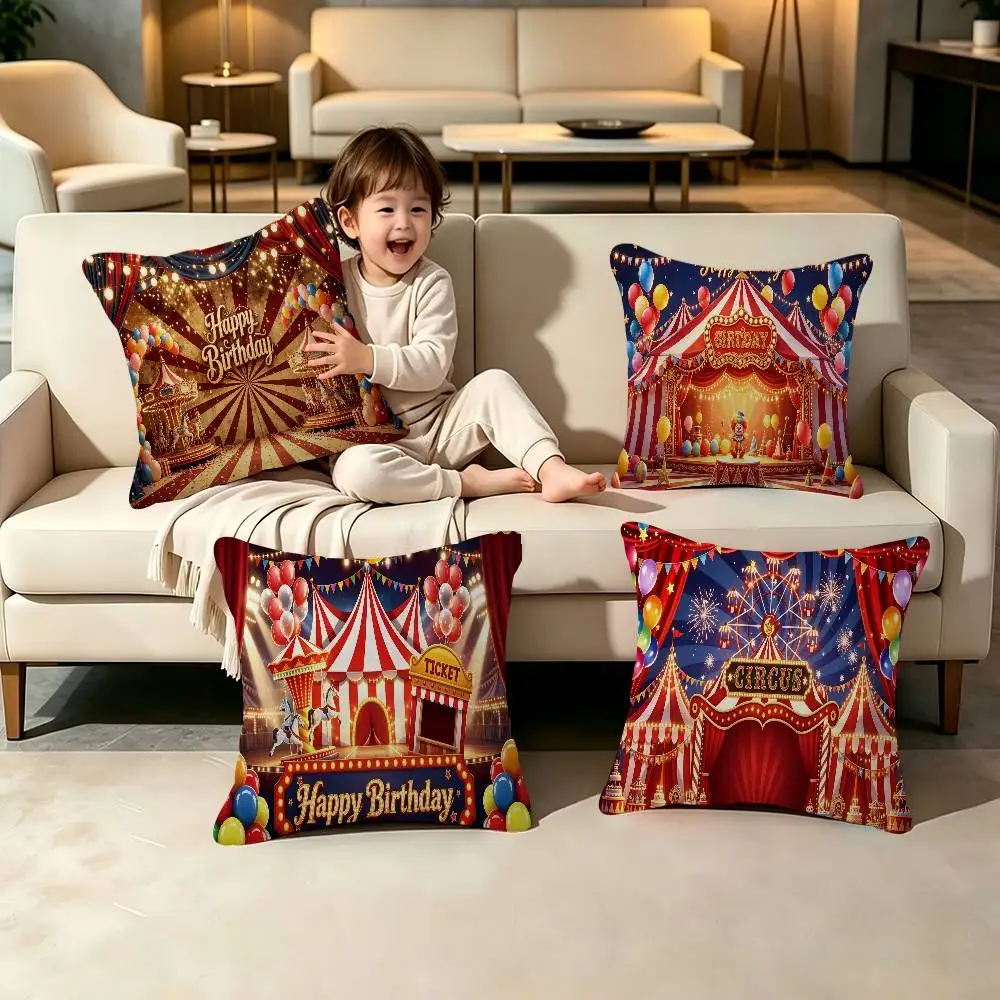 Circus Carnival Pillow Cushion Cover Pillowcase Living Room Sofa Home decorative pillowcase