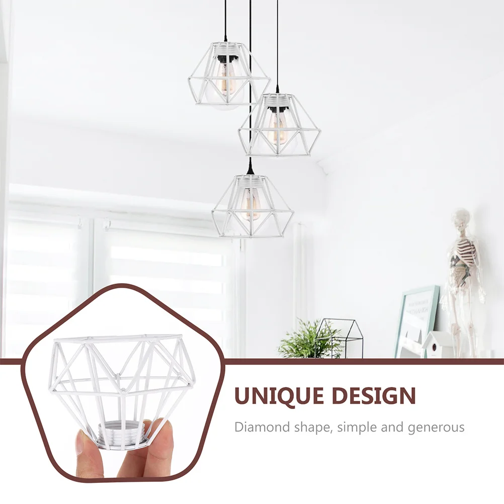 

2Pcs Retro Vintage Diamond Ceiling Lampshade Metal Holder Industrial Light Cover Decorative Bulb Guard for Home Living Room
