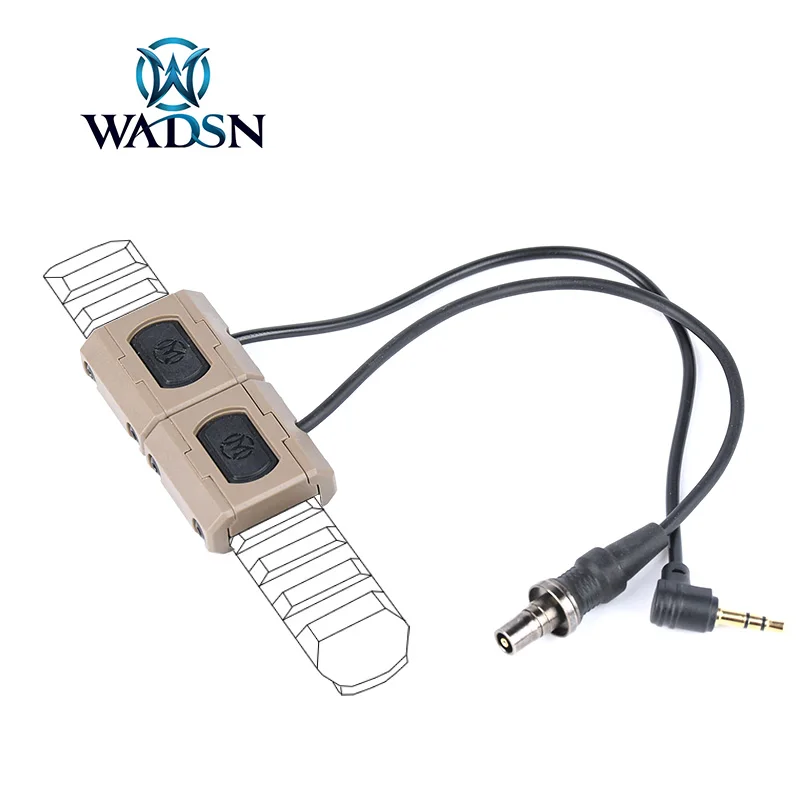 WADSN ModButton Lite Tactical Flashlight Mini Switch Mlok Keymod Pic Picatinny rail  M600 M300 PEQ DBAL 2.5mm 3.5mm Plug