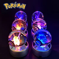 Pokemon Crystal Ball 3D Mewtwo Pikachu Gengar Pokeball 3D Night Light Lamp Glass Statue Pokemon Crystal Ball Birthday Gift 2