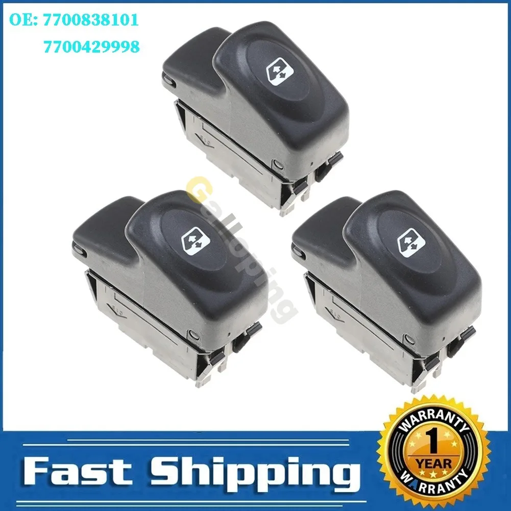 3PCS Auto Electric Power Window Lifter Control Switch For Renault Clio Kangoo Megane Car Parts 6 Pins 7700429998 7700838101