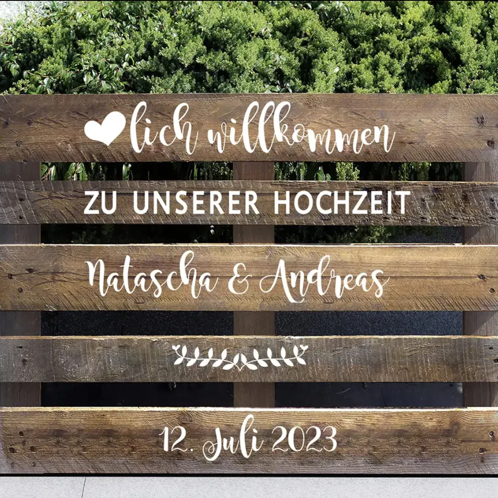 

Personalized Wedding Pallet Stickers BIENVENUE Wedding Decorations Custom Names Date Vinyl Decals Party Decor