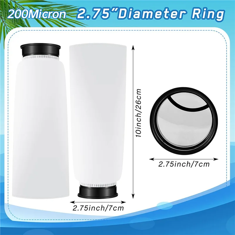 -ABKM 16 قطعة 2.75X10 بوصة مرشح الجوارب أكياس تصفية حوض السمك مع حافة 200Um لبرك حوض السمك للمياه المالحة