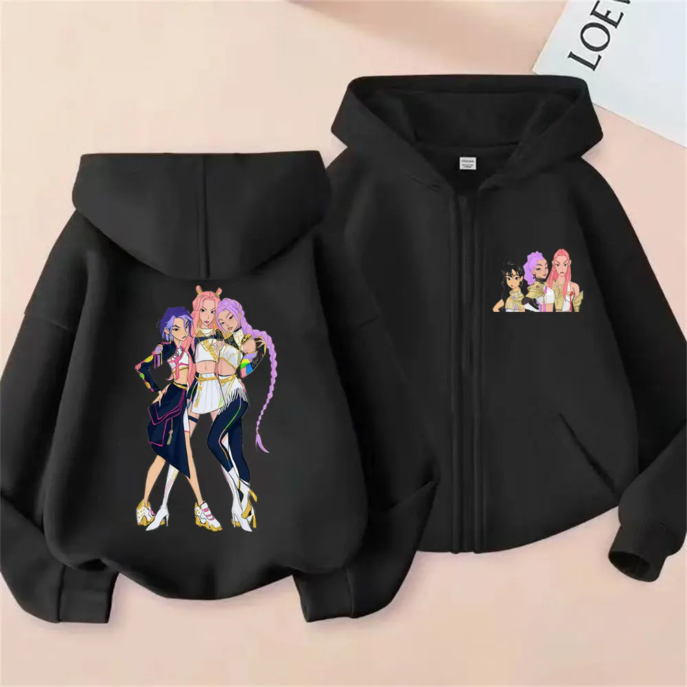 

Kpop Demon Hunters Rumi Mira Zoey Graphic Zipper Hoodie Male Fashion Hoodies Men Women Christmas Halloween Sytle Zip Up Jacket