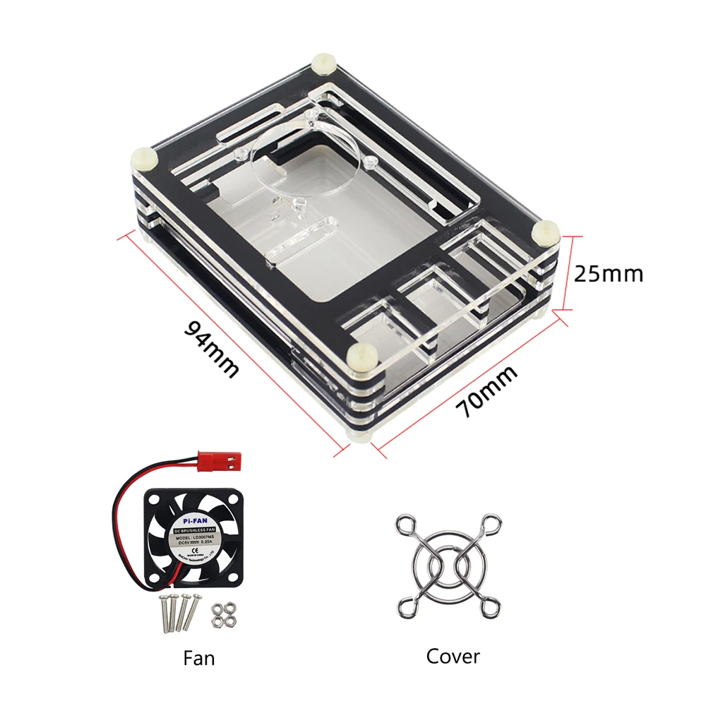Raspberry Pi sarung kipas pendingin kotak transparan, sarung 4 Model B untuk Raspberry Pi 4 RPI100