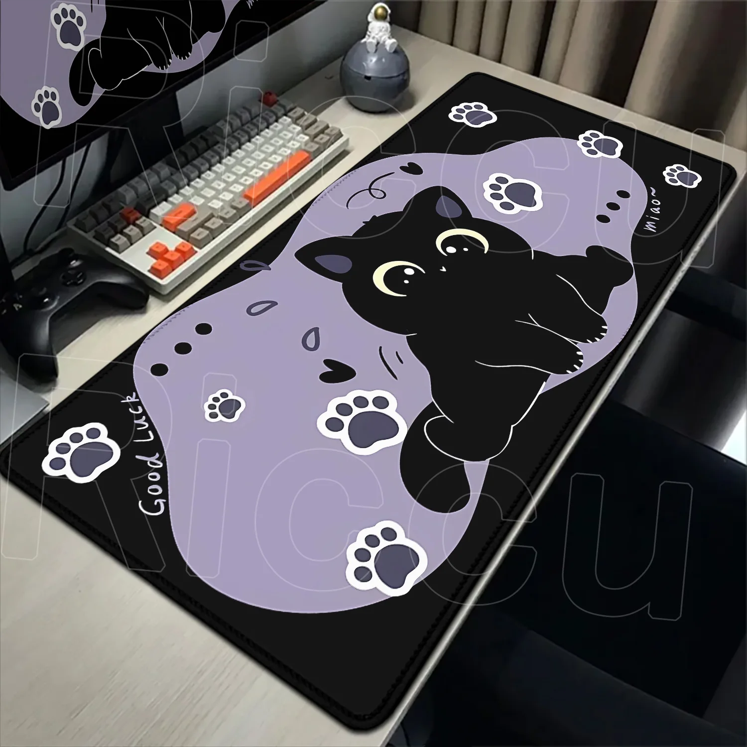 

New Kawaii Black Cat Mousepad Xxl Anime Pc Gamer Cabinet Desk Mat Keyboard Carpet Computer Laptop Work Gaming Accessories HD Pad