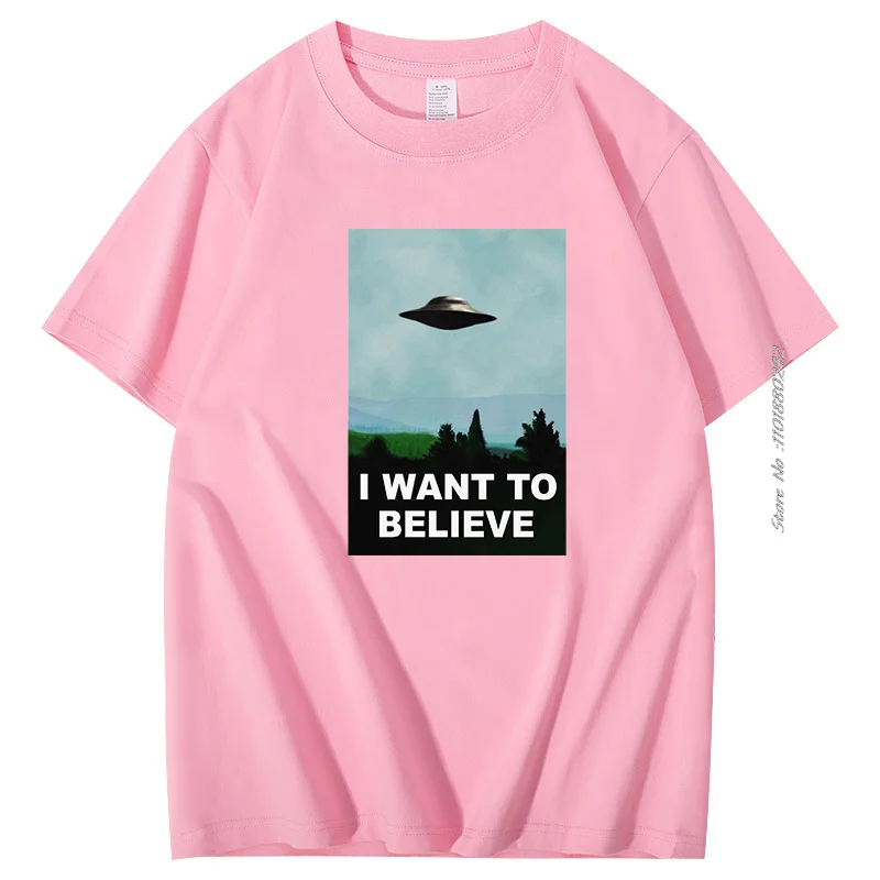 I Want To Believe Men's T-shirt Novelty graphic t shirts Cotton T-shirt Aliens UFO Area 51 short sleeve t-shirt mens clothes