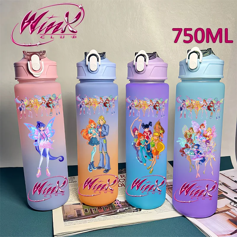 كوب معزول من الفولاذ المقاوم للصدأ باللون الأزرق والأسود من Winx Club Legend Series Fairy Wonderl Anime كوب شرب للأطفال والكبار
