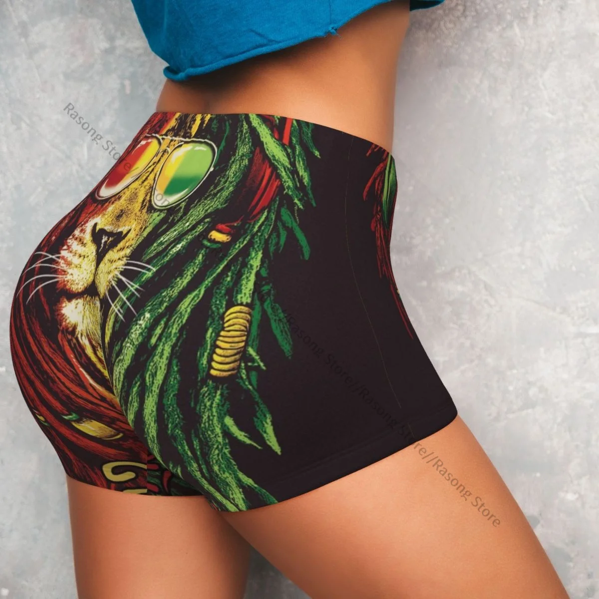 Sexy Strakke Hippe Sportshorts Rastafarian Leeuw Fitness Comfortabele Yogashorts Voor Dames