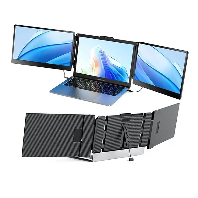 Laptop Screen Extender Portable 14 Inch Triple IPS FHD 1080P HDMI/USB-A/Type-C Extended Monitor for Laptops