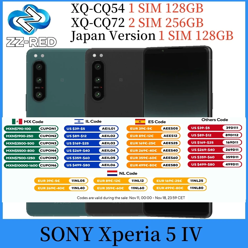 Смартфон Sony Xperia 5 IV, телефон с экраном 128 дюйма, Восьмиядерный процессор Snapdragon, ОЗУ 8 Гб, 256/6,1 ГБ