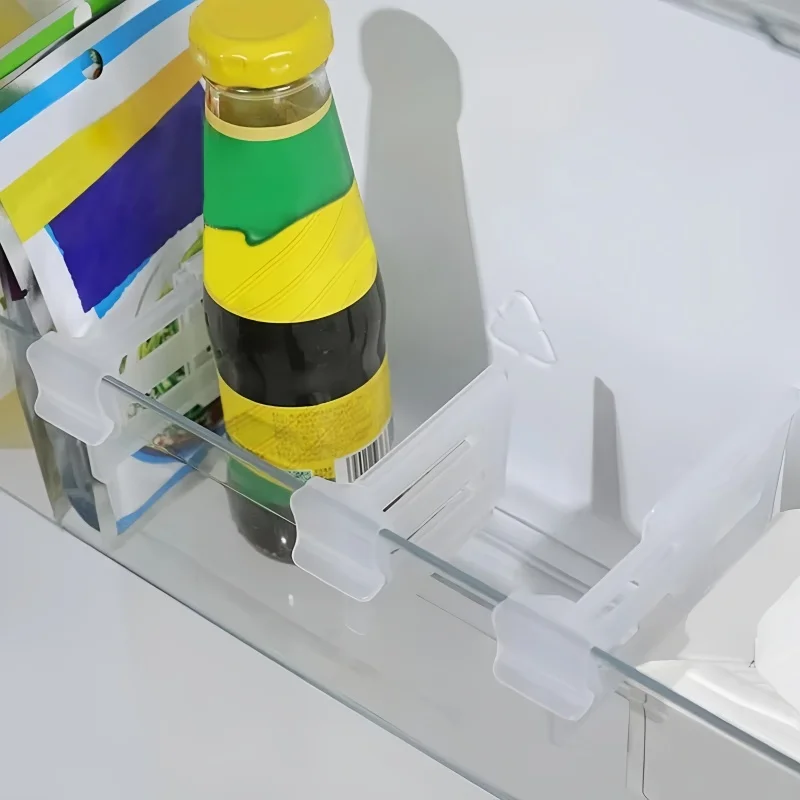 1/4pcs Refrigerator Divider Plastic Snap-in Space Divider Transparent Expandable Divider Home Office Cleaning Supplies