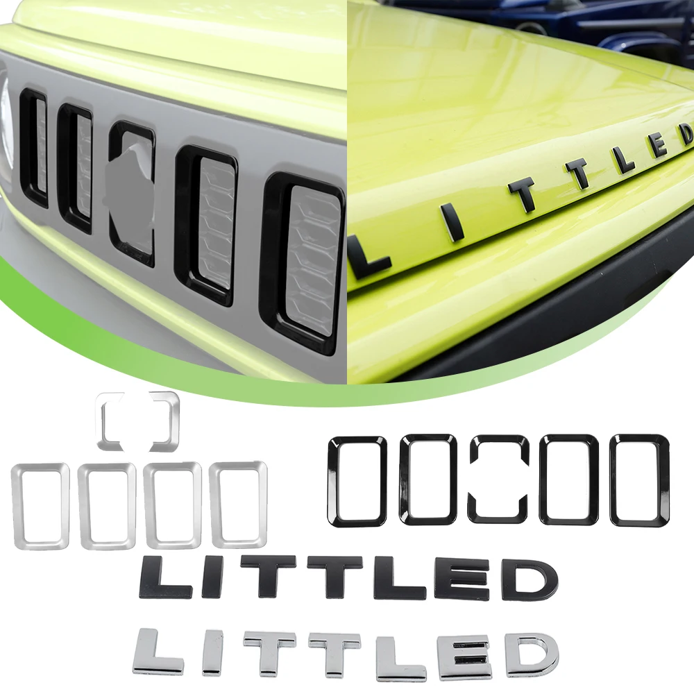Car Front Grill Insert Grille Hood LITTLED Letter Logo Emblem Trim Protectors for Suzuki Jimny 2019-2025 Exterior Accessories