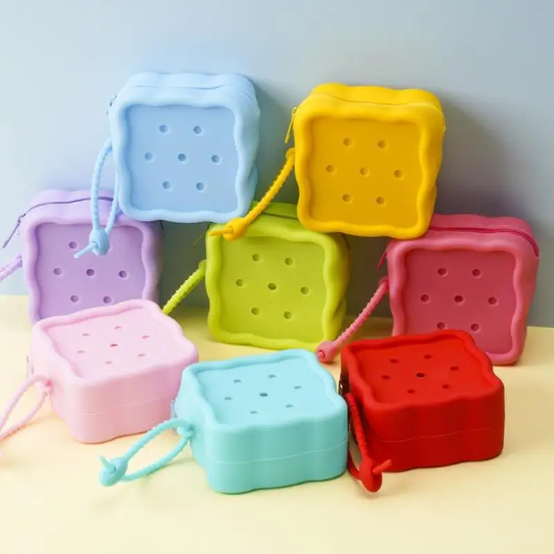 Cute Colorful Silicone Tote Bag DIY Hole Design Soft Waterproof For Kids Outdoor Play Daily Use