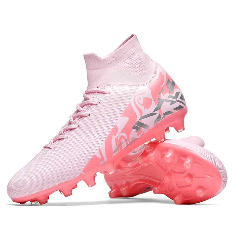 New Kids Football Boots Cleats Shoes Soccer Long Spikes FG Ultralight Training Soccer Shoes Non-Slip Outdoor Match Drop Shipping