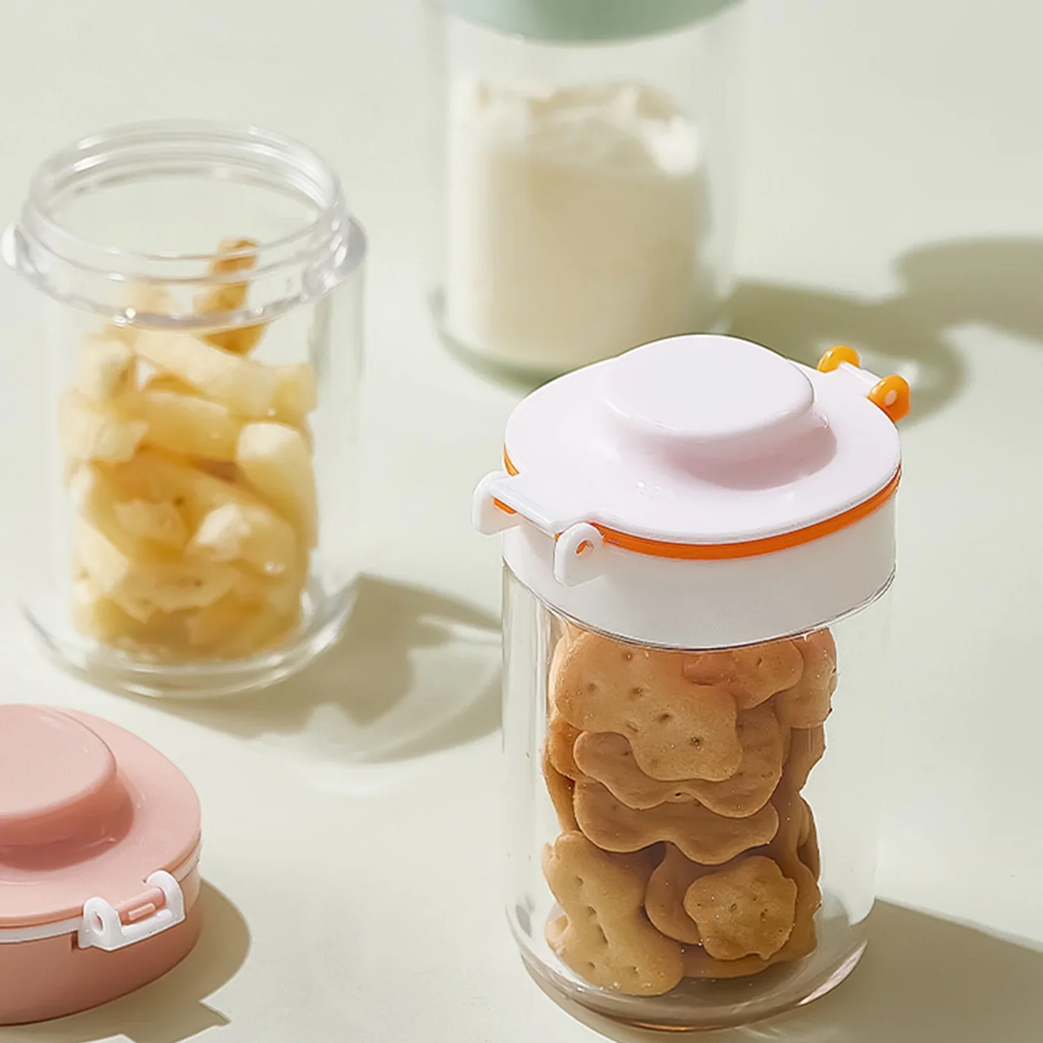 Contenedor portátil de leche en polvo para bebé de 80ml, dispensador con tapa de doble apertura con cuchara, caja de almacenamiento de viaje con una sola mano