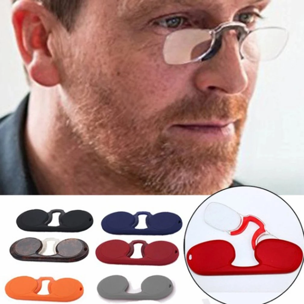 Comfortable Silicon  MINI clip nose bridge reading glasses 1.0 to 3.5 Portable presbyopic glasses with Case