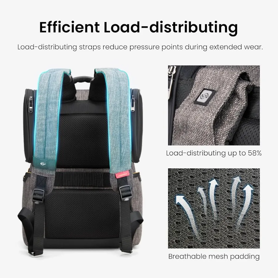 حقيبة ظهر كاجوال من CROSSGEAR خفيفة الوزن وممتصة للصدمات وحزام قابل للتنفس للعمل والكمبيوتر المحمول للأعمال مقاس M #5