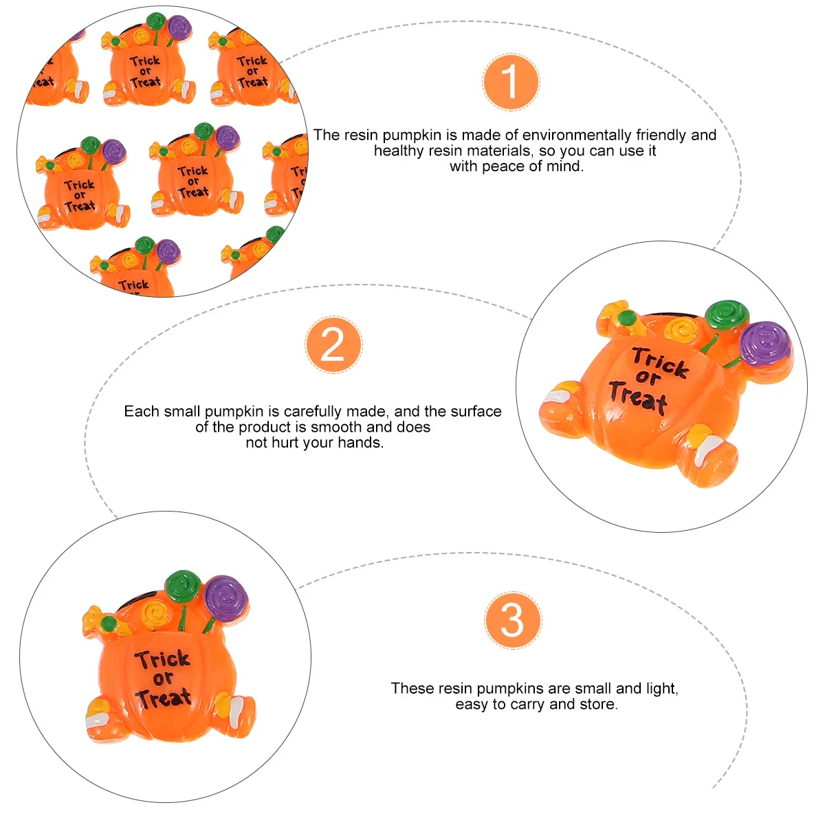 

20Pcs Resin Pumpkin Halloween DIY Candy Craft Decorations Handmade Halloween Gift Art Craft Supplies Resin Pumpkin