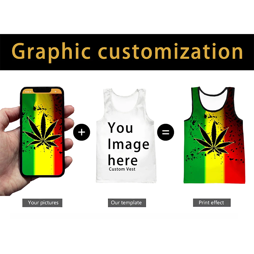 2023 Hot Sale Diy Custom Design Own Style Polyester 3D Printed Tops Tees Men Women Hip Hop Tank Tops Suppliers For Drop Shipper