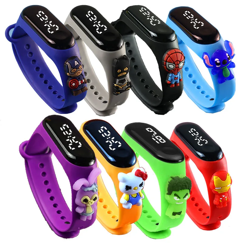 10Pcs/Lot Cartoon Kids Digital Watch Children's Watch Sports Touch Electronic LED Waterproof Kids Watch Brithday Gifts