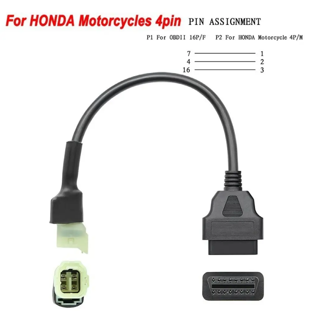 4PIN Male OBD2 Extension Cable Extension Cable 16 Pin Female Male To Female OBD2 Cable Black Motorcycle OBD2 Cable