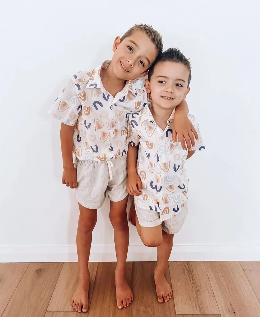 Summer Boys Rainbow Outfits Casual Short Sleeve Shirts Tops Shorts 2Pcs Toddler Kids Suit For 0-3Yrs