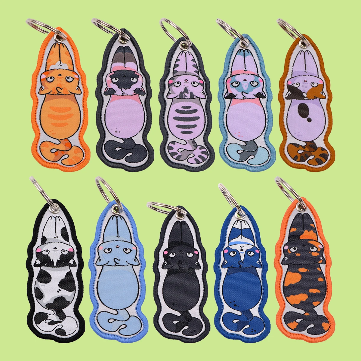 

Cartoon Animals CatsEmbroidery Key Fobs Keychain for Motorcycles Car Key Ring Holder Key Tags Chaveiro Jewelry Accessories Gifts